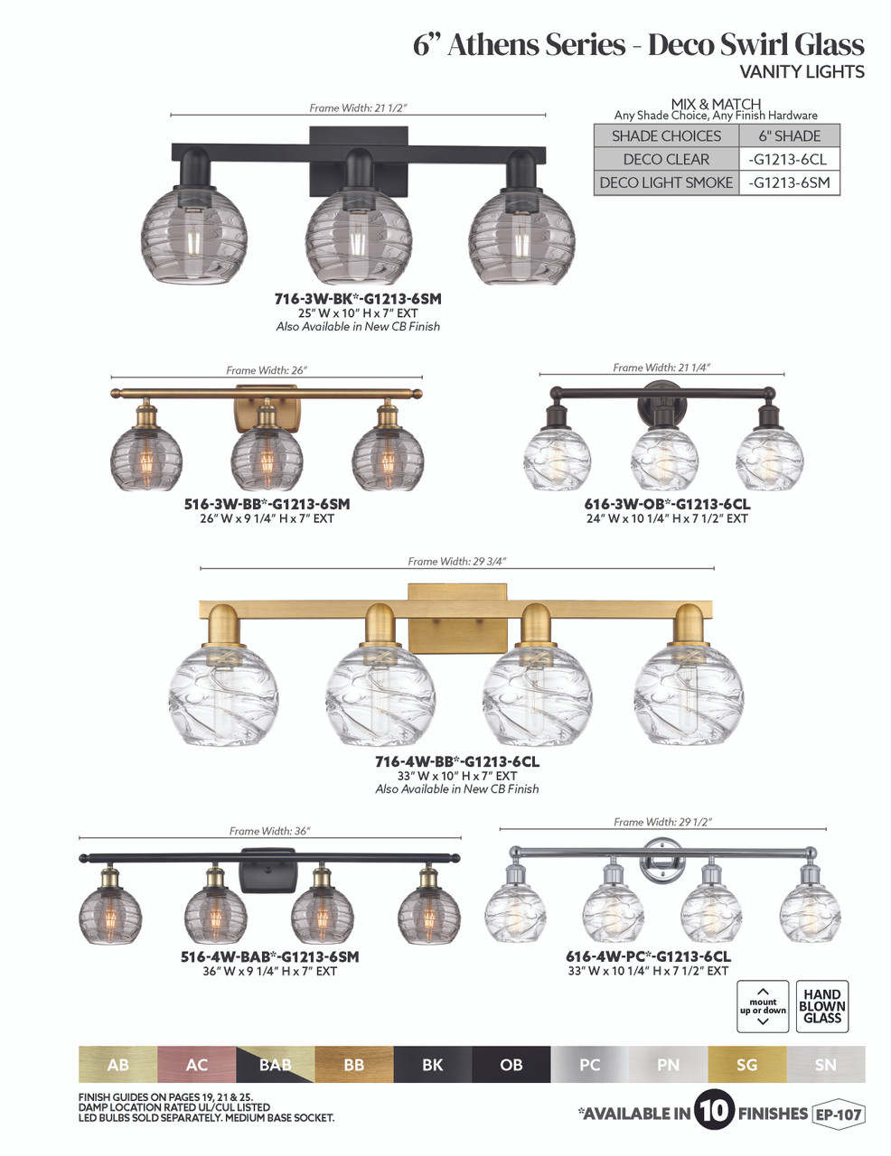 INNOVATIONS 716-3W-BB-G1213-6SM Athens Deco Swirl 3-Light Bath Vanity Light Brushed Brass