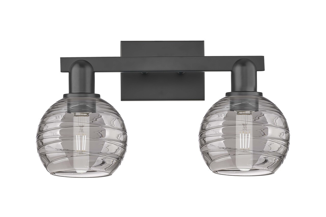 INNOVATIONS 716-2W-BK-G1213-6SM Athens Deco Swirl 2-Light Bath Vanity Light Matte Black
