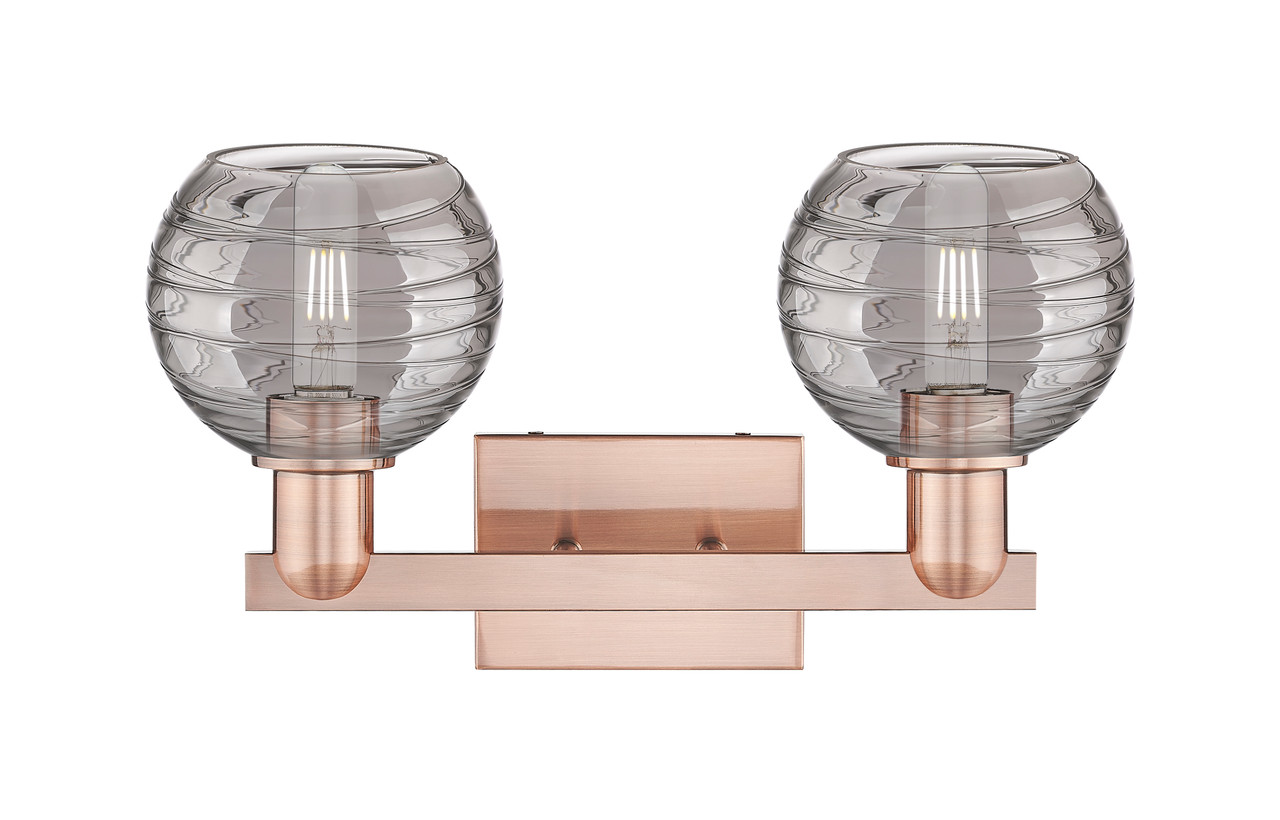 INNOVATIONS 716-2W-AC-G1213-6SM Athens Deco Swirl 2-Light Bath Vanity Light Antique Copper