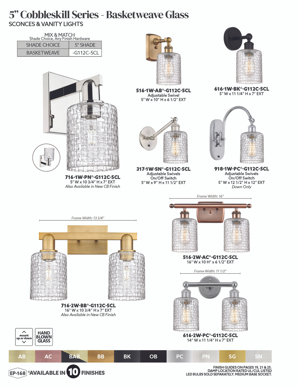 INNOVATIONS 616-2W-SN-G112C-5CL Cobbleskill 2-Light Bath Vanity Light Brushed Satin Nickel