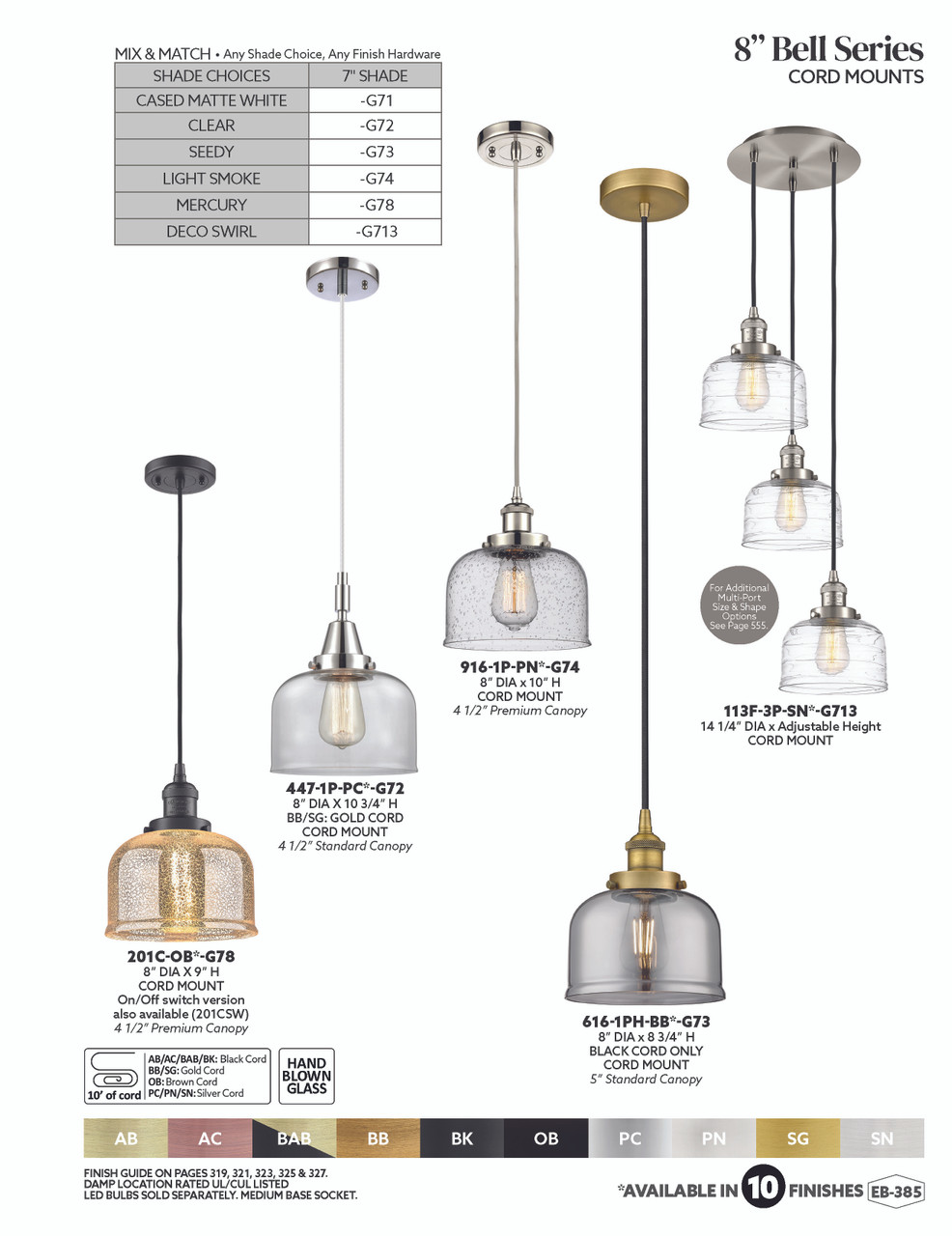 INNOVATIONS 447-1P-SN-G71 Bell 1-Light Mini Pendant Brushed Satin Nickel