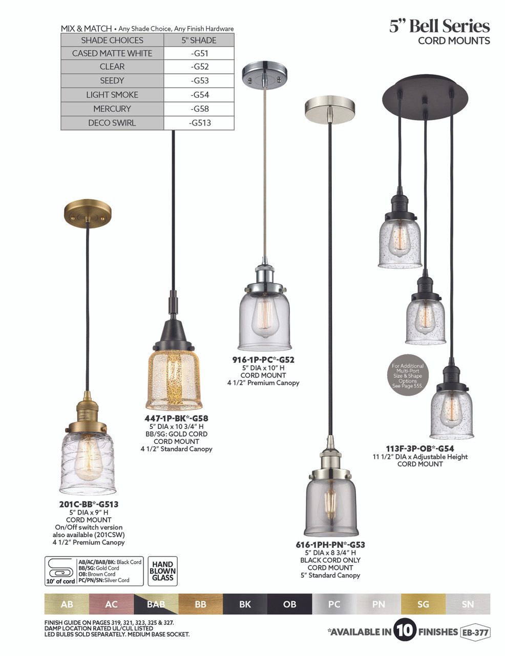 INNOVATIONS 447-1P-SN-G53 Bell 1-Light Mini Pendant Brushed Satin Nickel