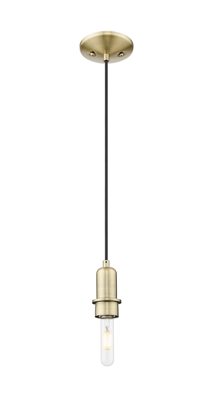 INNOVATIONS 716-1P-AB-G484-7SB Brookhaven Flute 1-Light Mini Pendant Antique Brass