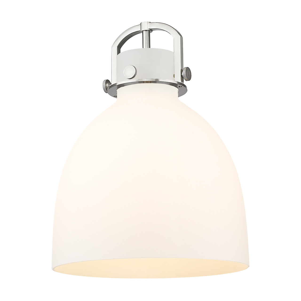 INNOVATIONS 410-1PM-SN-G412-12WH Newton Bell 1-Light Pendant Satin Nickel