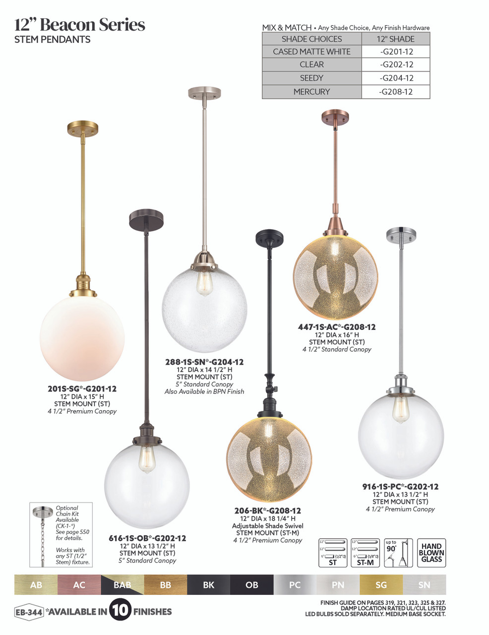 INNOVATIONS 447-1S-AC-G208-12 Beacon 1-Light Mini Pendant Antique Copper