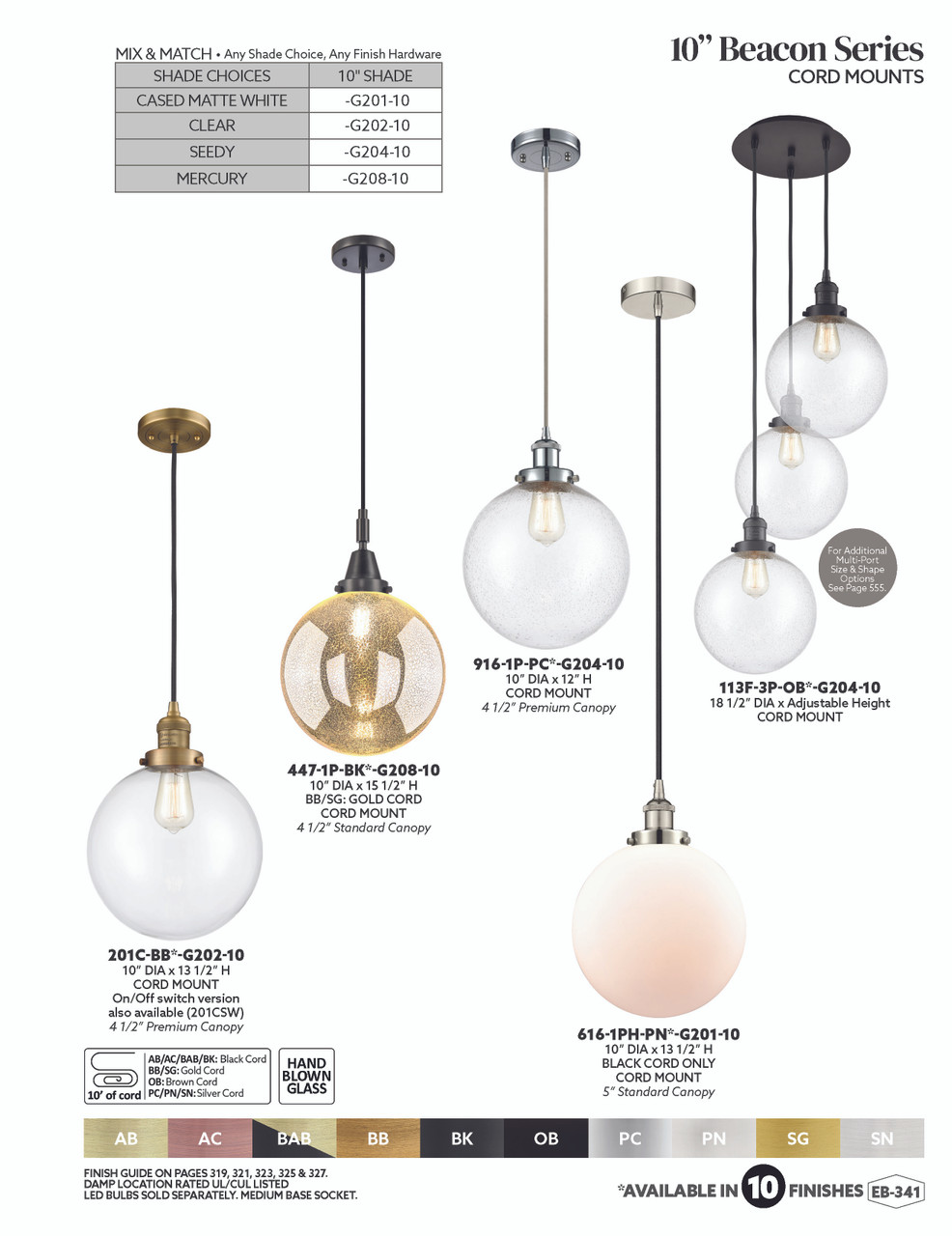 INNOVATIONS 447-1P-SN-G208-10 Beacon 1-Light Mini Pendant Brushed Satin Nickel