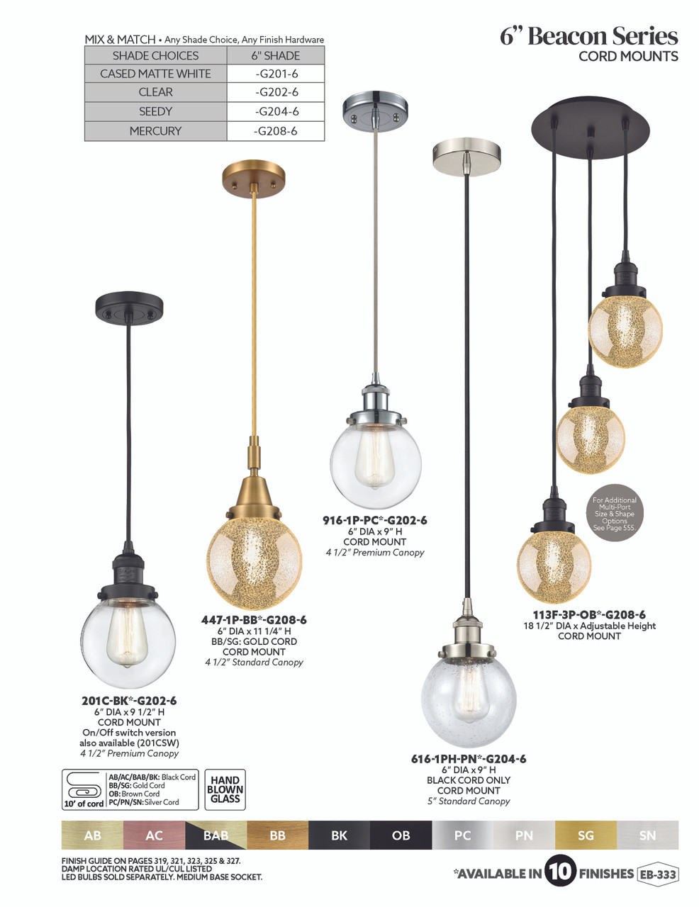 INNOVATIONS 447-1P-SN-G202-6 Beacon 1-Light Mini Pendant Brushed Satin Nickel