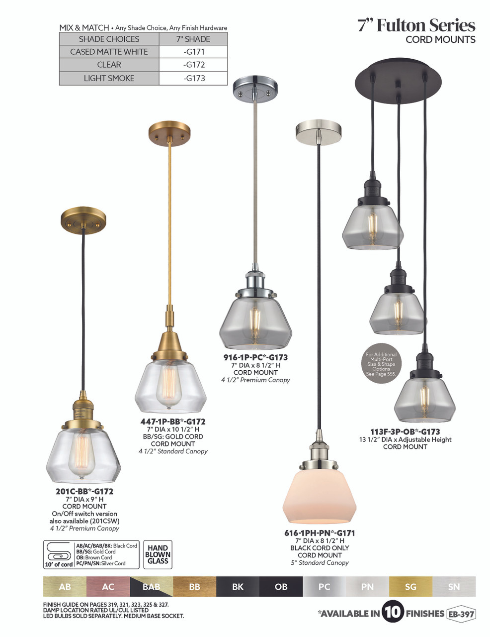 INNOVATIONS 447-1P-BK-G172 Fulton 1-Light Mini Pendant Matte Black