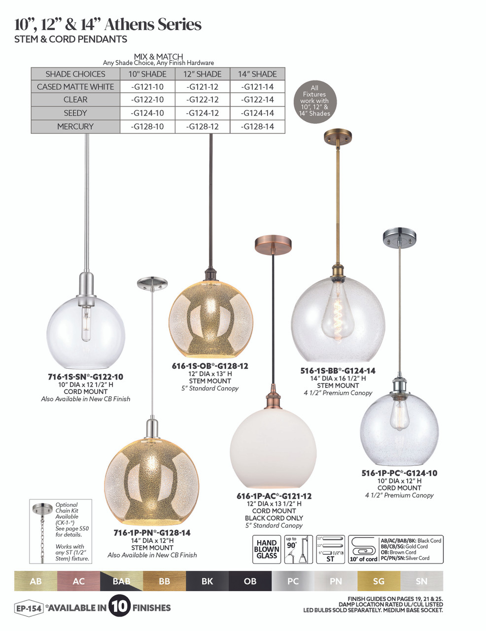 INNOVATIONS 516-1S-PN-G128-14 Athens 1-Light Pendant Polished Nickel