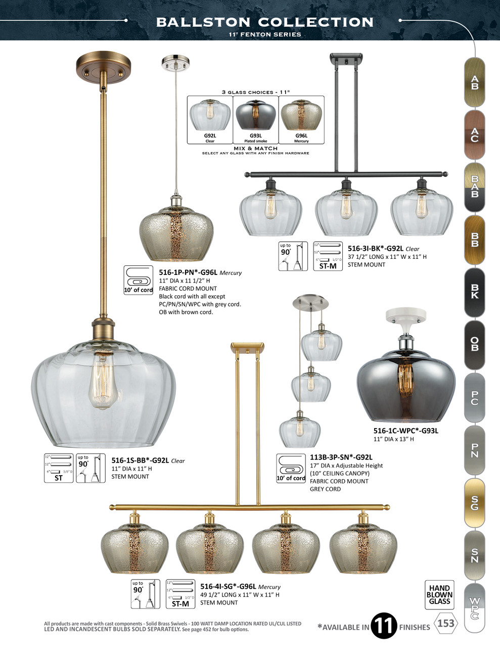 INNOVATIONS 113B-3P-AC-G92-L Fenton 3-Light Multi Pendant Antique Copper