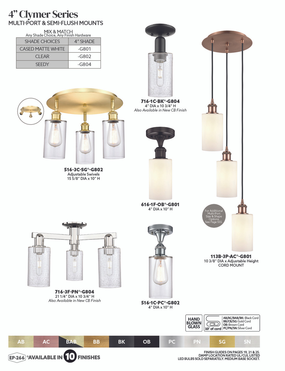 INNOVATIONS 113B-3P-PC-G804 Clymer 3-Light Multi Pendant Polished Chrome