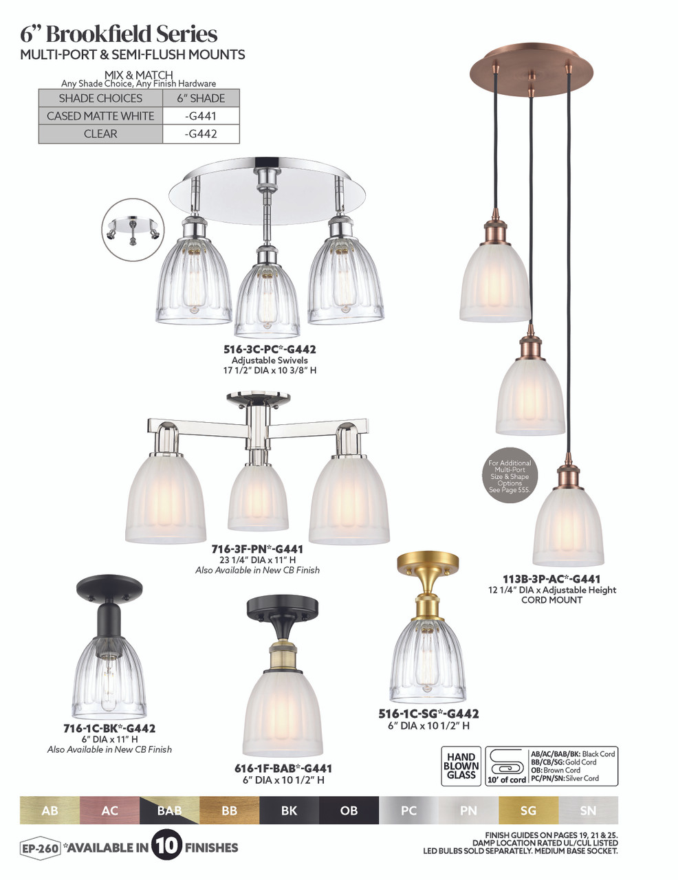 INNOVATIONS 113B-3P-PC-G442 Brookfield 3-Light Multi Pendant Polished Chrome
