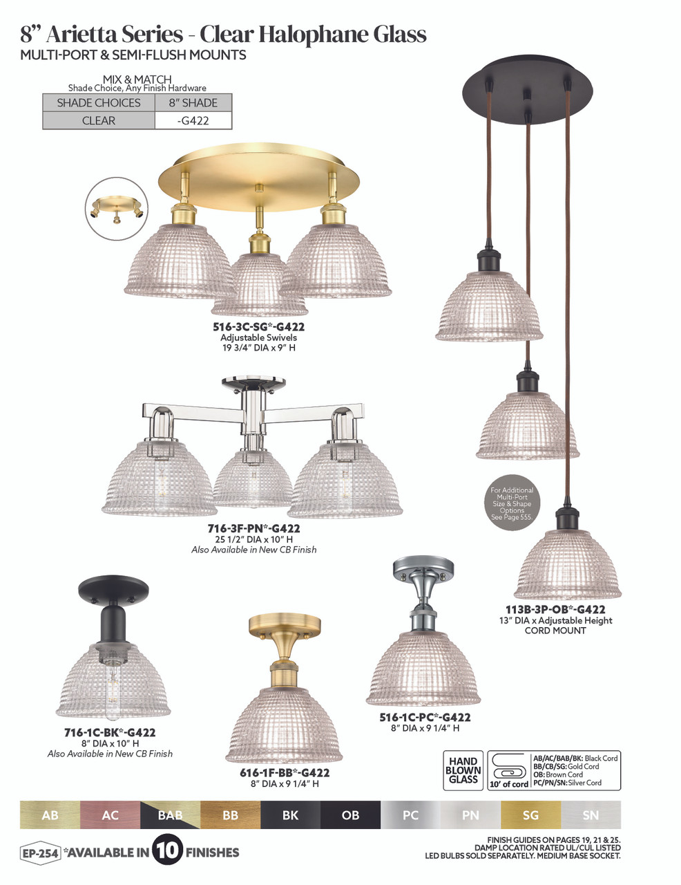 INNOVATIONS 113B-3P-PC-G422 Arietta 3-Light Multi Pendant Polished Chrome