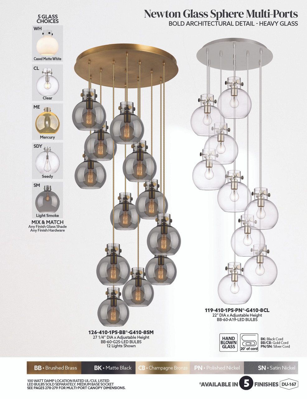 INNOVATIONS 119-410-1PS-SN-G410-8ME Newton Sphere 9-Light Multi Pendant Brushed Satin Nickel