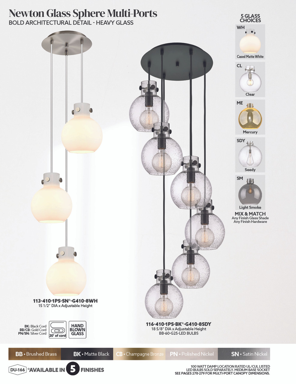 INNOVATIONS 113-410-1PS-PN-G410-8ME Newton Sphere 3-Light Multi Pendant Polished Nickel