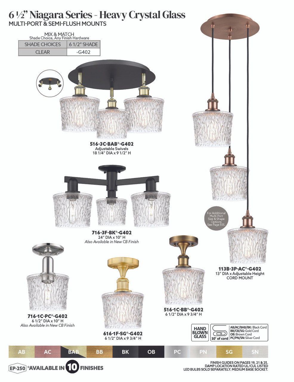 INNOVATIONS 113B-3P-PC-G402 Niagara 3-Light Multi Pendant Polished Chrome