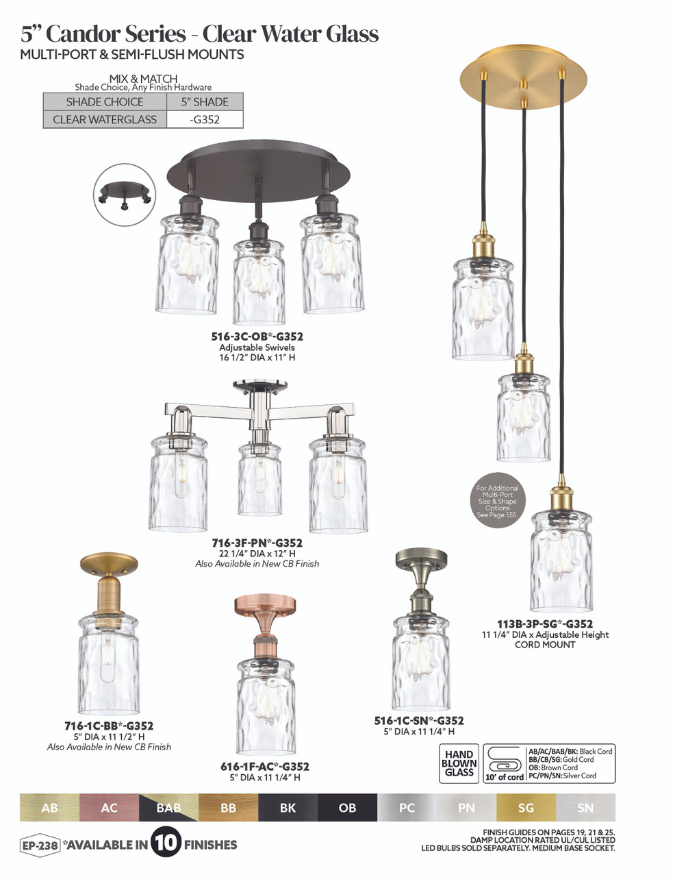 INNOVATIONS 113B-3P-PC-G352 Candor 3-Light Multi Pendant Polished Chrome