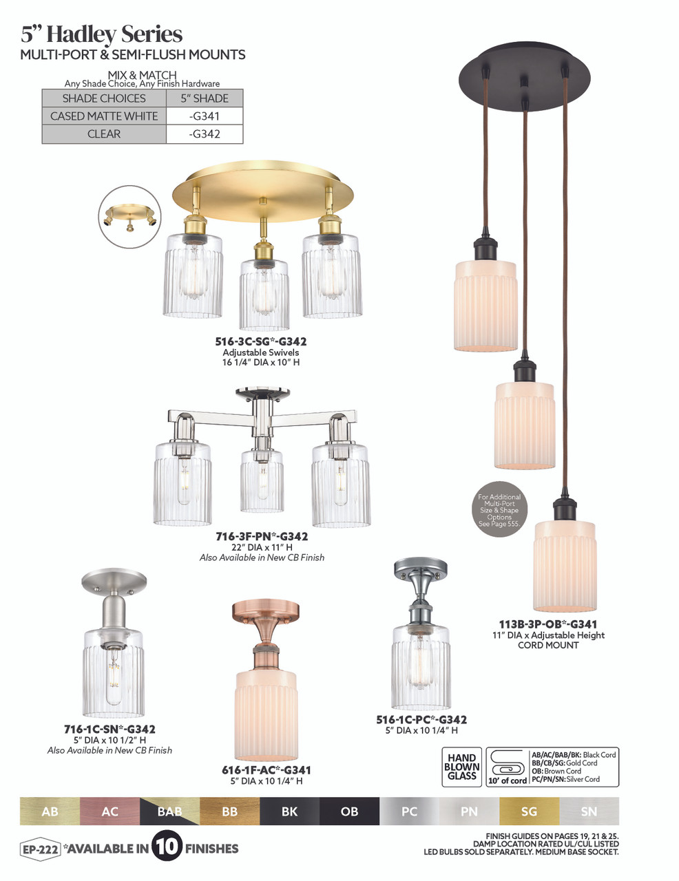 INNOVATIONS 113B-3P-PC-G342 Hadley 3-Light Multi Pendant Polished Chrome