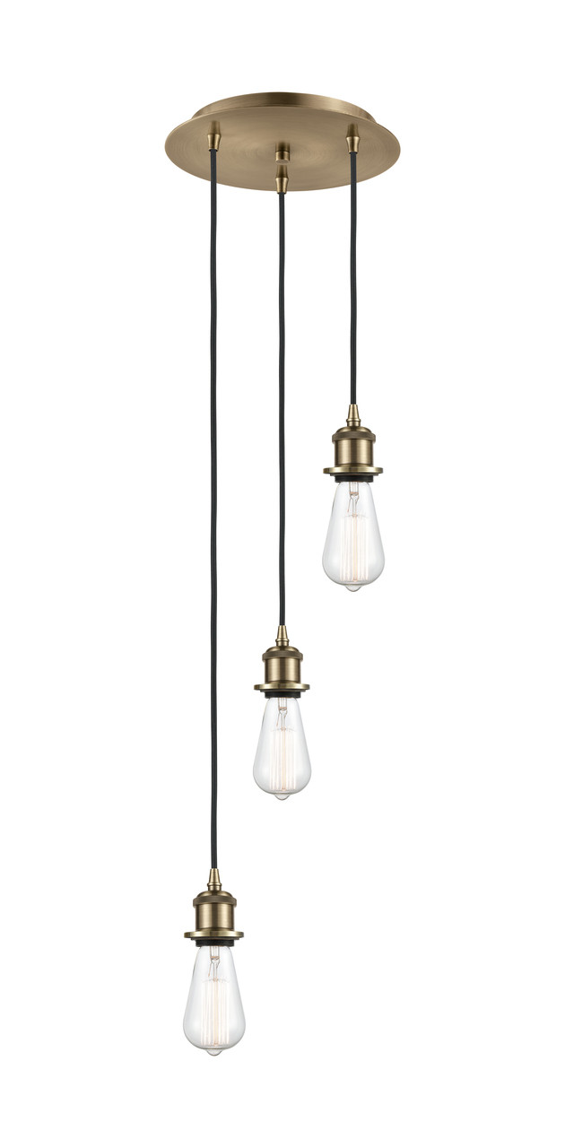 INNOVATIONS 113B-3P-AB-G124-12 Athens 3-Light Multi Pendant Antique Brass
