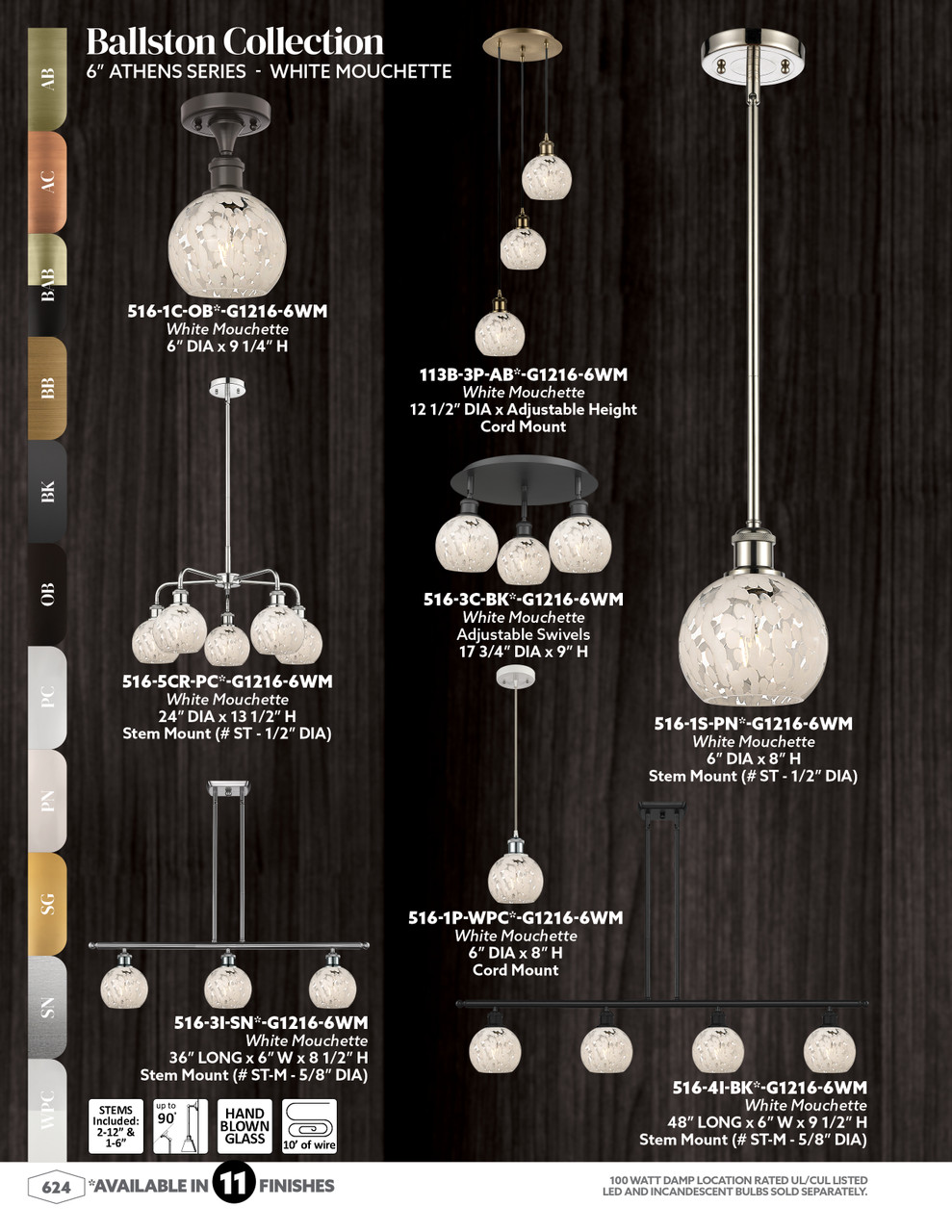 INNOVATIONS 113B-3P-PN-G1216-6WM White Mouchette 3-Light Multi Pendant Polished Nickel