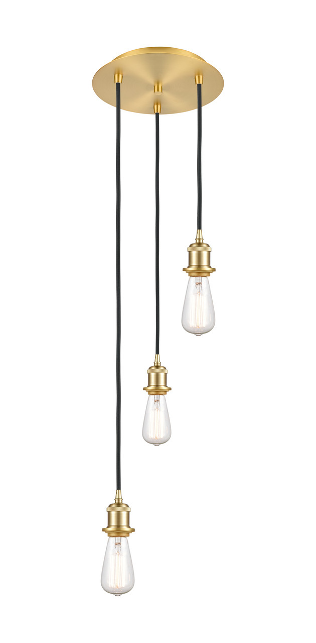 INNOVATIONS 113B-3P-SG-G116-L Cobbleskill 3-Light Multi Pendant Satin Gold