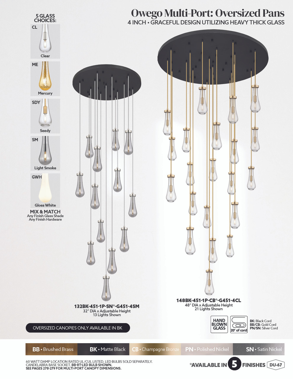 INNOVATIONS 148BK-451-1P-BK-G451-4CL Owego 21-Light Multi Pendant Matte Black