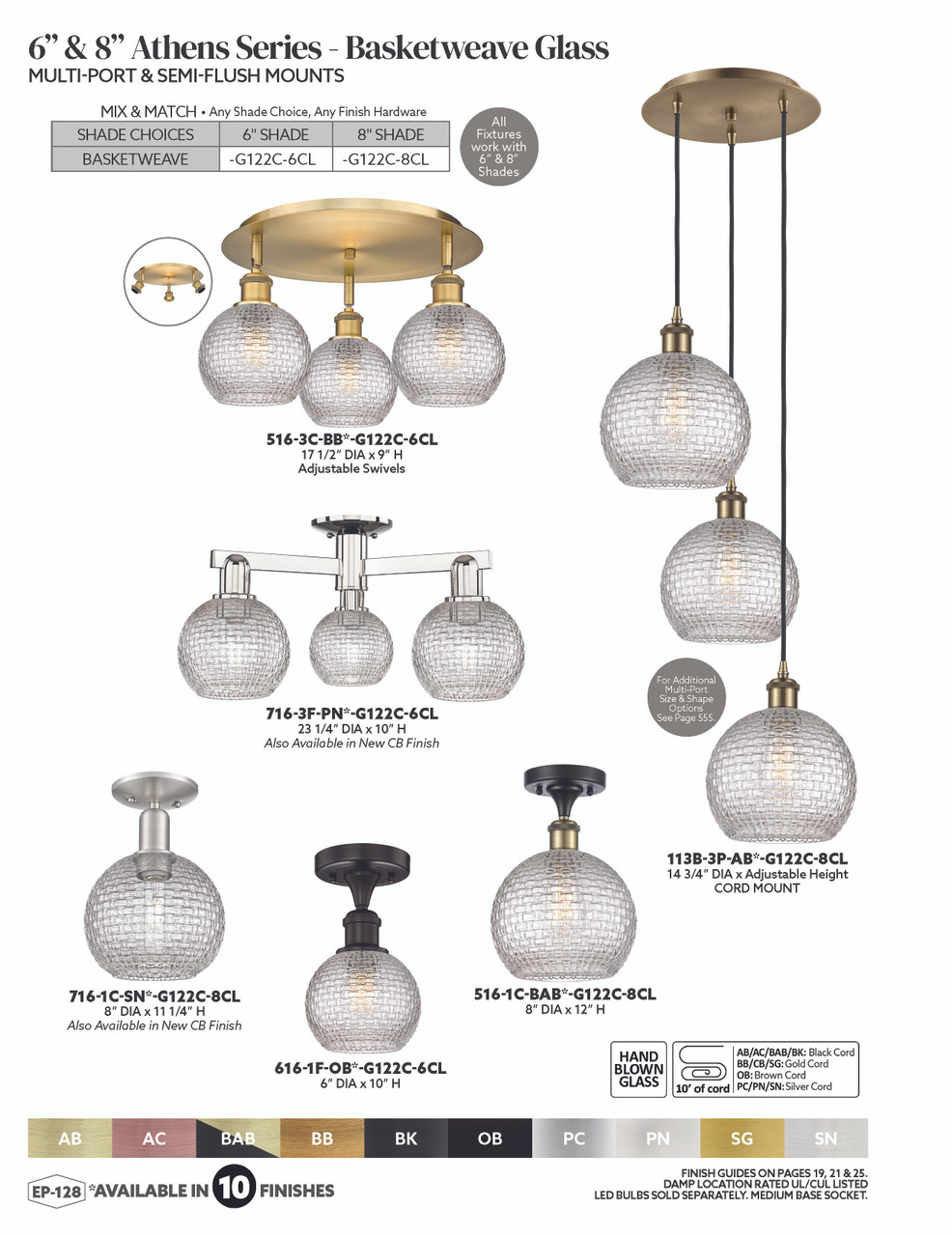 INNOVATIONS 113B-3P-PC-G122C-8CL Athens 3-Light Multi Pendant Polished Chrome