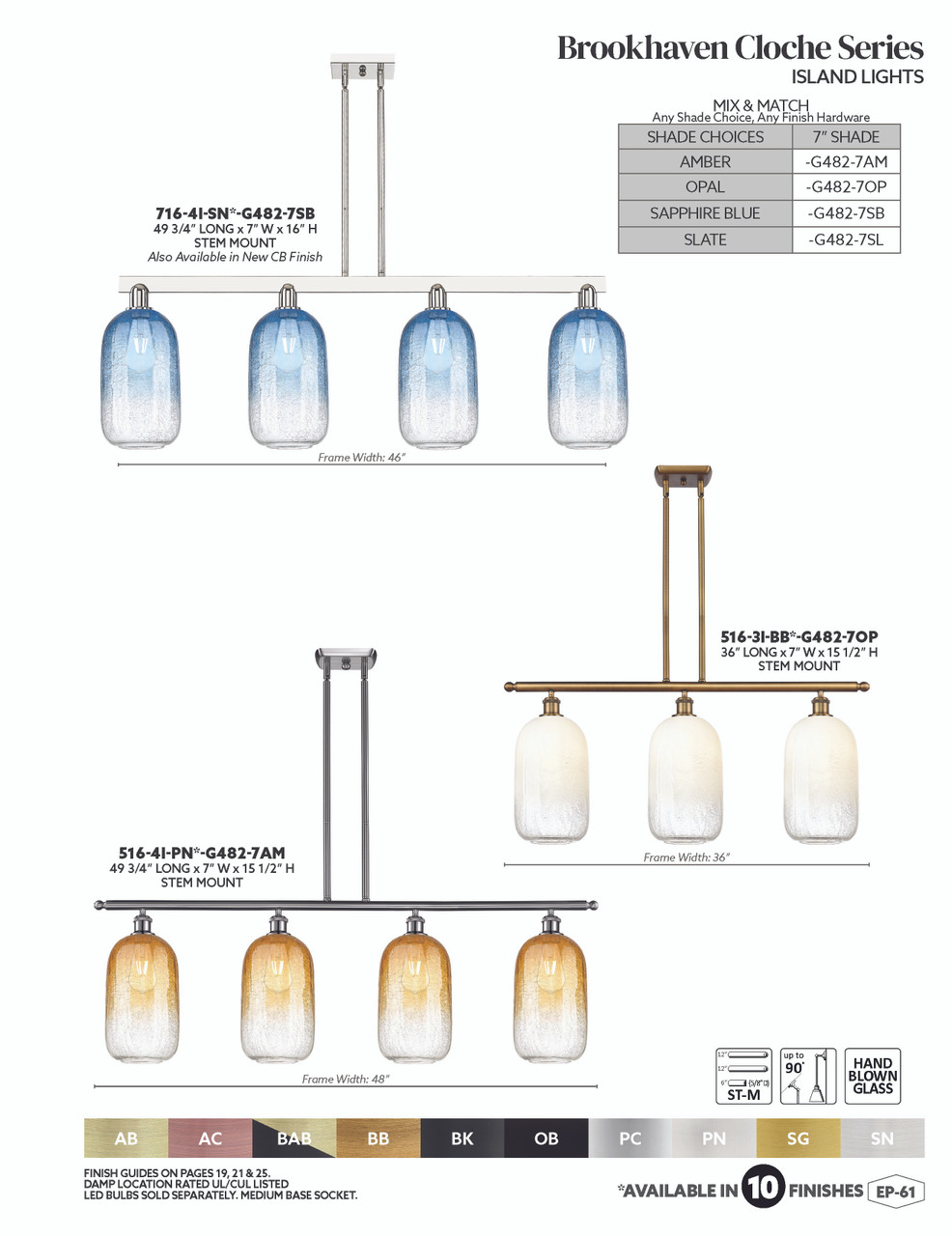 INNOVATIONS 716-4I-AB-G482-7AM Brookhaven Cloche 4-Light Island Light Antique Brass