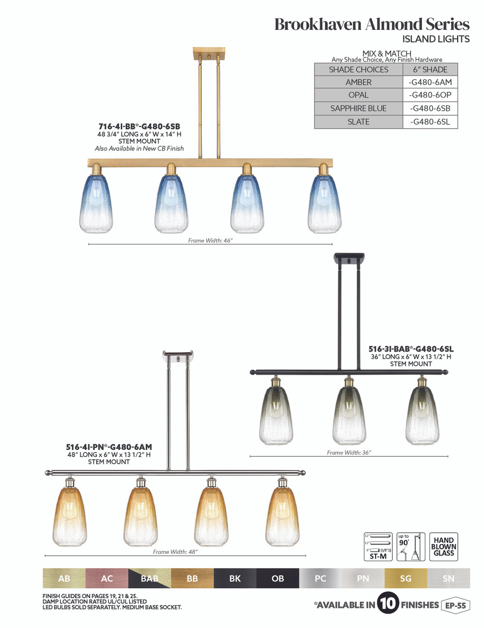 INNOVATIONS 716-4I-AC-G480-6SL Brookhaven Almond 4-Light Island Light Antique Copper