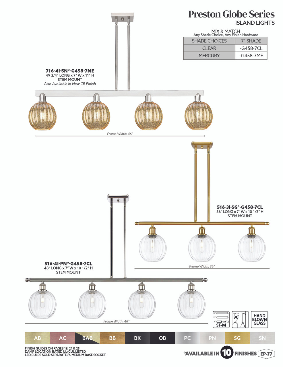 INNOVATIONS 716-4I-AB-G458-7CL Preston 4-Light Island Light Antique Brass