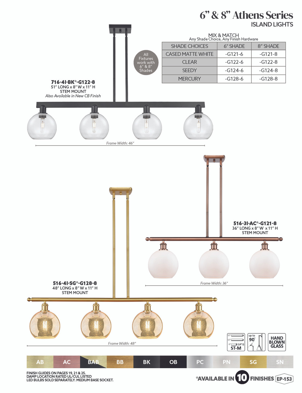INNOVATIONS 516-4I-OB-G128-8 Athens 4-Light Island Light Oil Rubbed Bronze