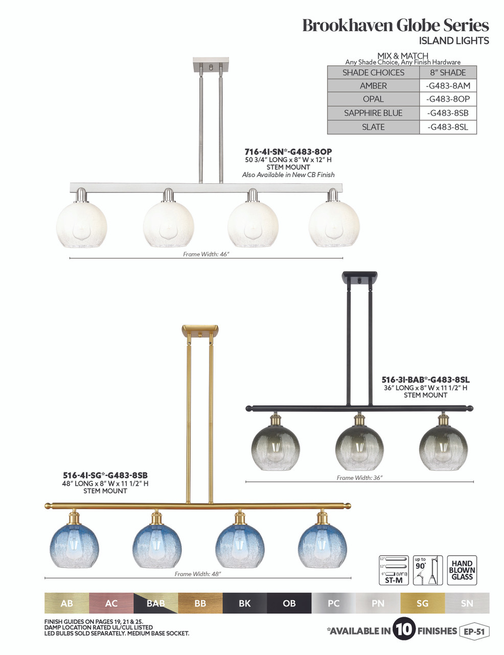 INNOVATIONS 716-4I-AB-G483-8OP Brookhaven Globe 4-Light Island Light Antique Brass
