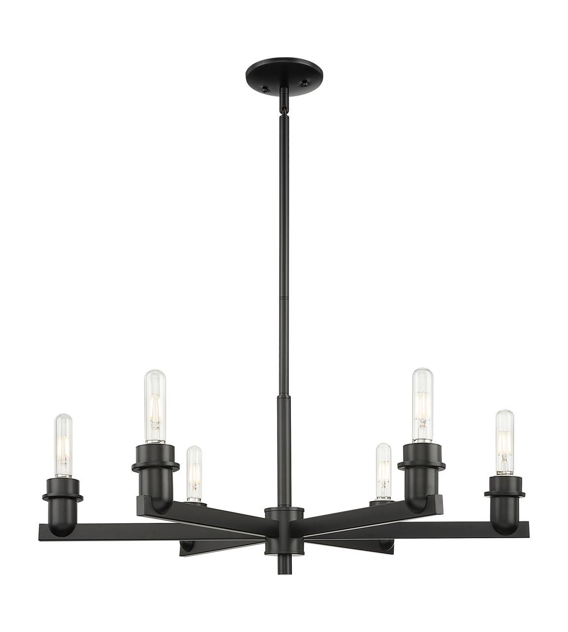 INNOVATIONS 716-6CR-BK-NBD2-75-NAT Natural Ballston Dome 6-Light Chandelier Matte Black