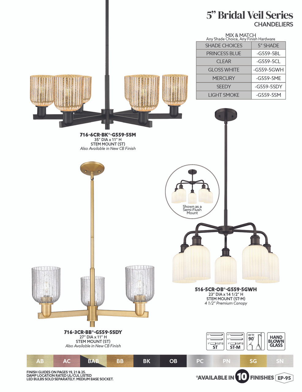 INNOVATIONS 716-6CR-OB-G559-5ME Bridal Veil 6-Light Chandelier Oil Rubbed Bronze