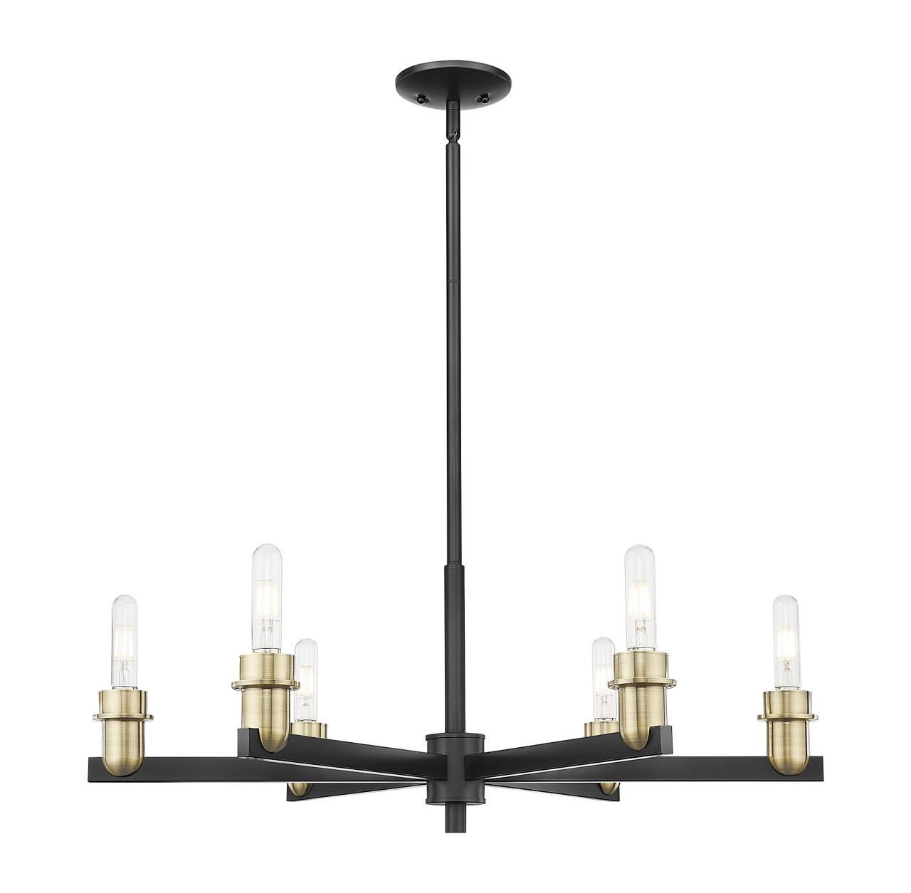 INNOVATIONS 716-6CR-BAB-G559-5CL Bridal Veil 6-Light Chandelier Black Antique Brass