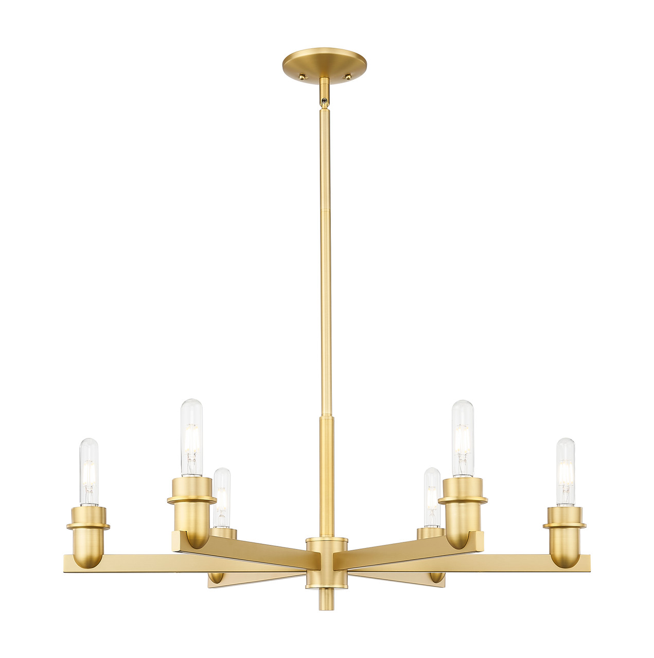 INNOVATIONS 716-6CR-SG-G484-7SB Brookhaven Flute 6-Light Chandelier Satin Gold