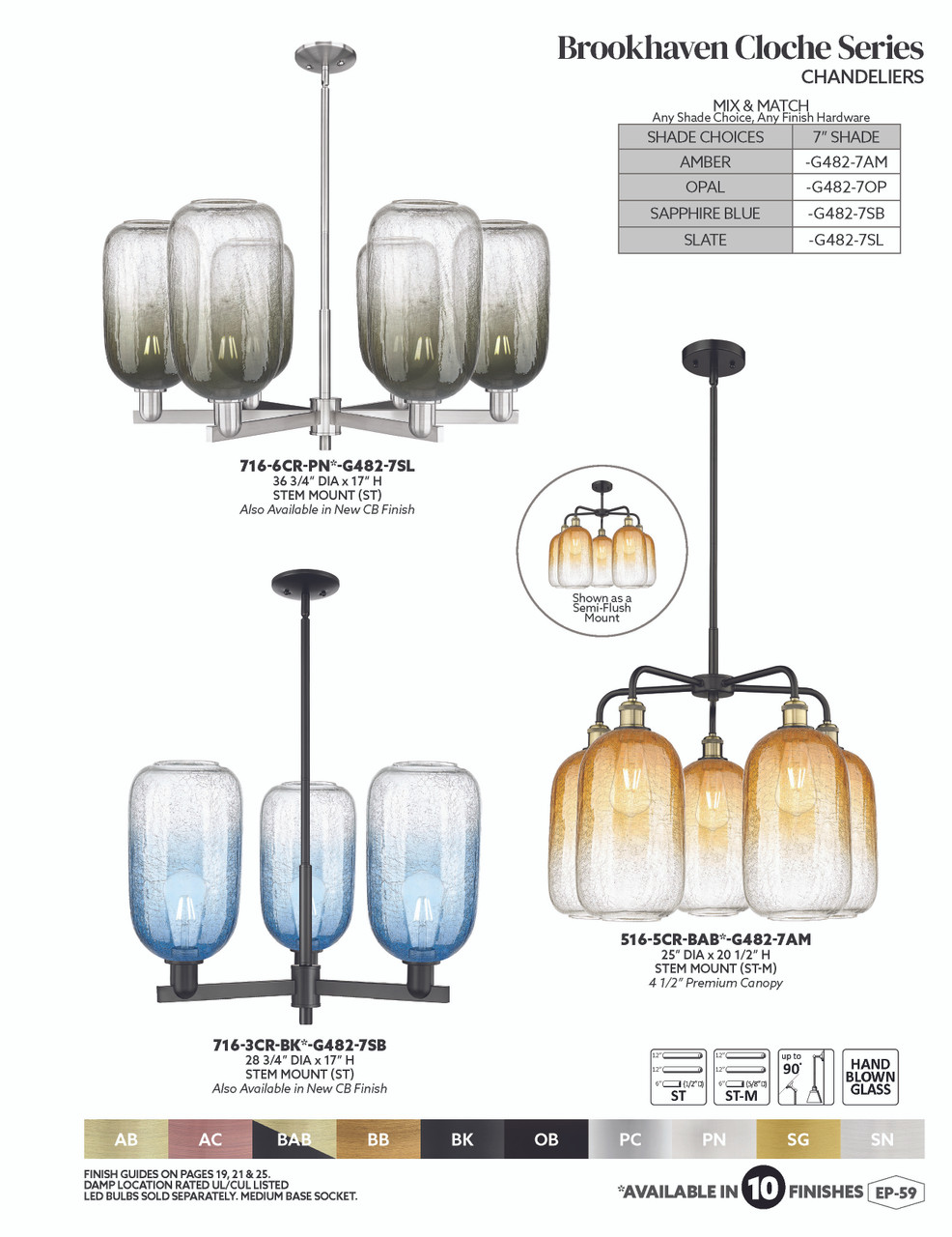 INNOVATIONS 716-6CR-OB-G482-7AM Brookhaven Cloche 6-Light Chandelier Oil Rubbed Bronze