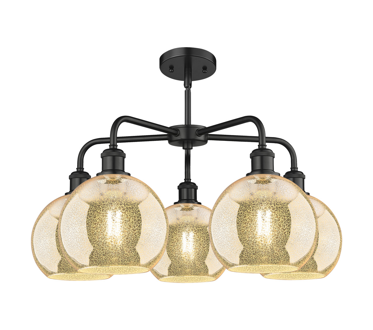 INNOVATIONS 516-5CR-BK-G128-8 Athens 5-Light Chandelier Matte Black