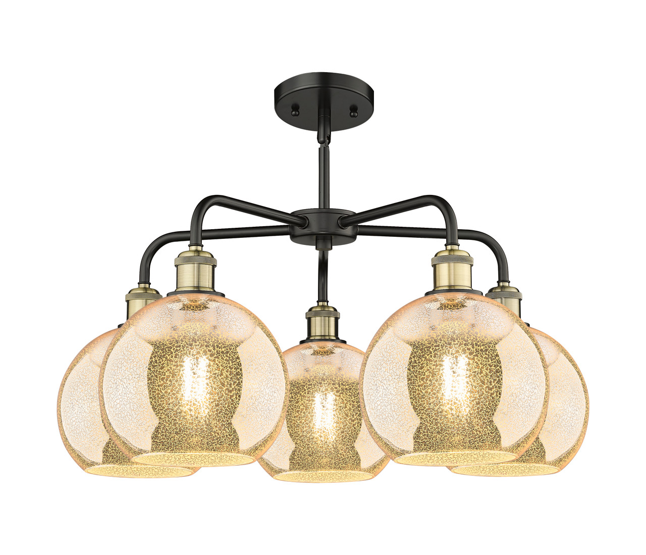 INNOVATIONS 516-5CR-BAB-G128-8 Athens 5-Light Chandelier Black Antique Brass