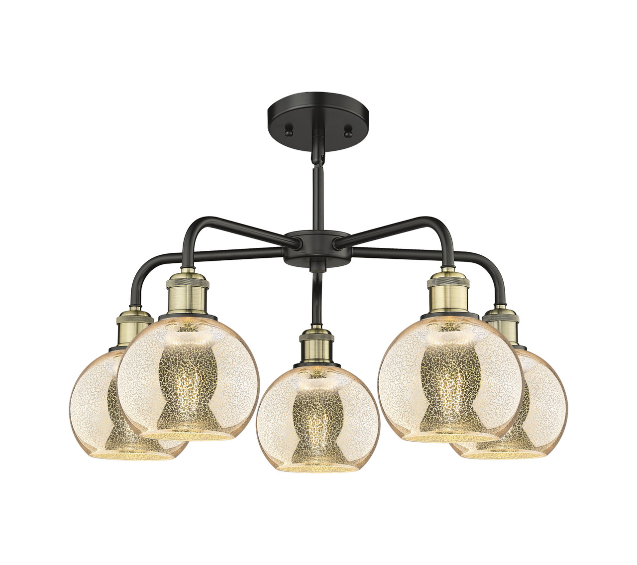 INNOVATIONS 516-5CR-BAB-G128-6 Athens 5-Light Chandelier Black Antique Brass