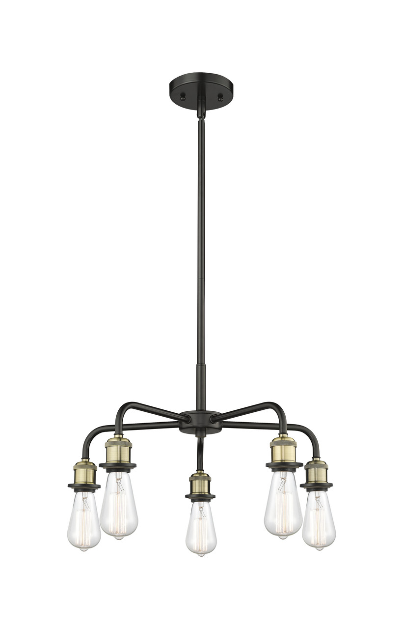INNOVATIONS 516-5CR-BAB-G559-8SDY Bridal Veil 5-Light Chandelier Black Antique Brass