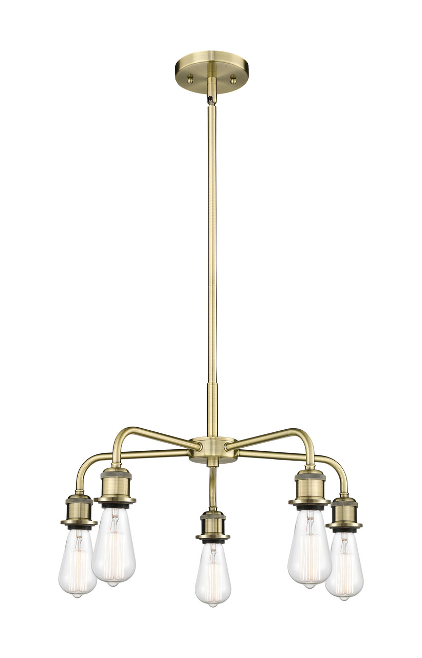 INNOVATIONS 516-5CR-AB-G559-8SDY Bridal Veil 5-Light Chandelier Antique Brass