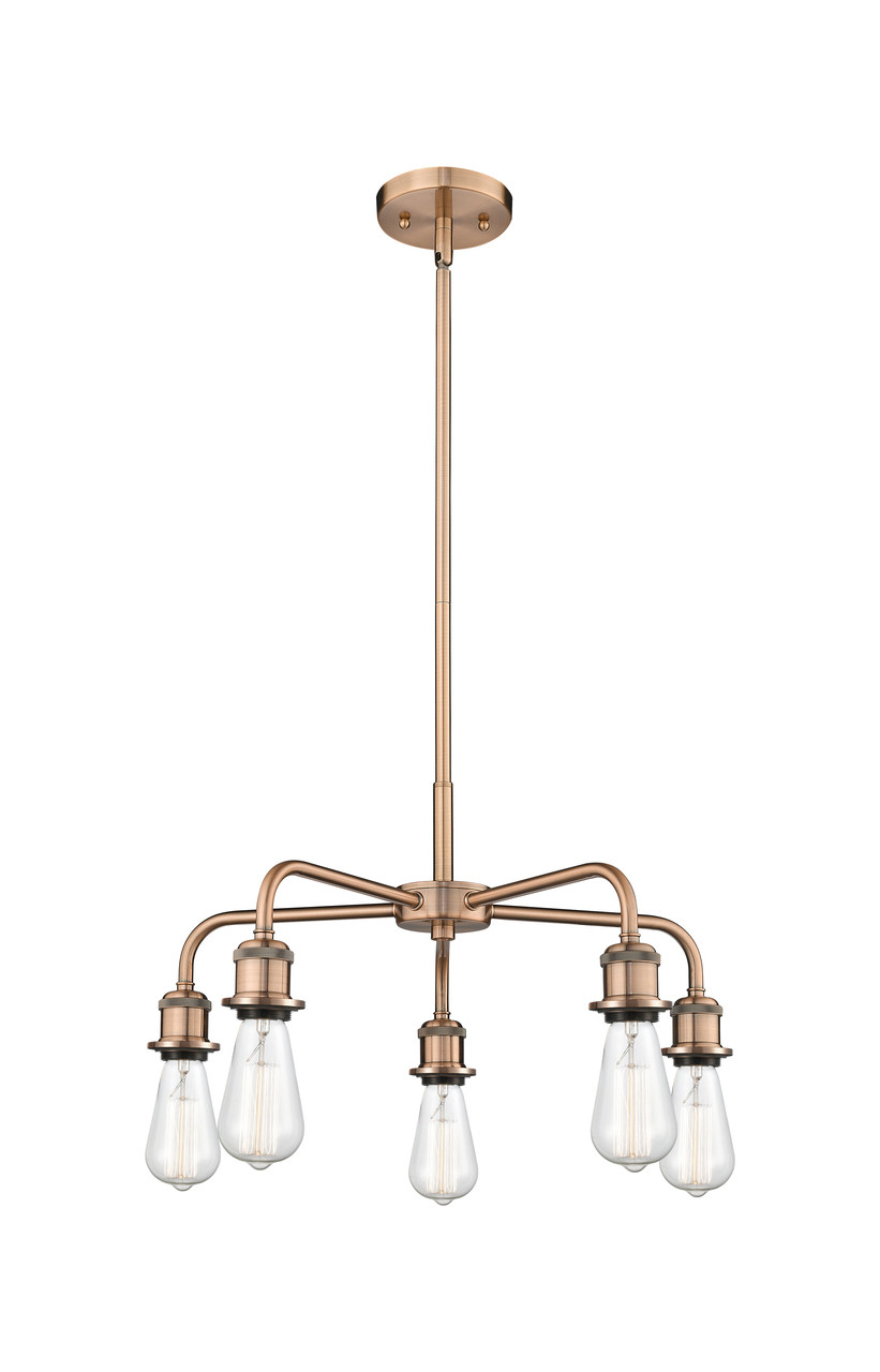INNOVATIONS 516-5CR-AC-G559-8CL Bridal Veil 5-Light Chandelier Antique Copper