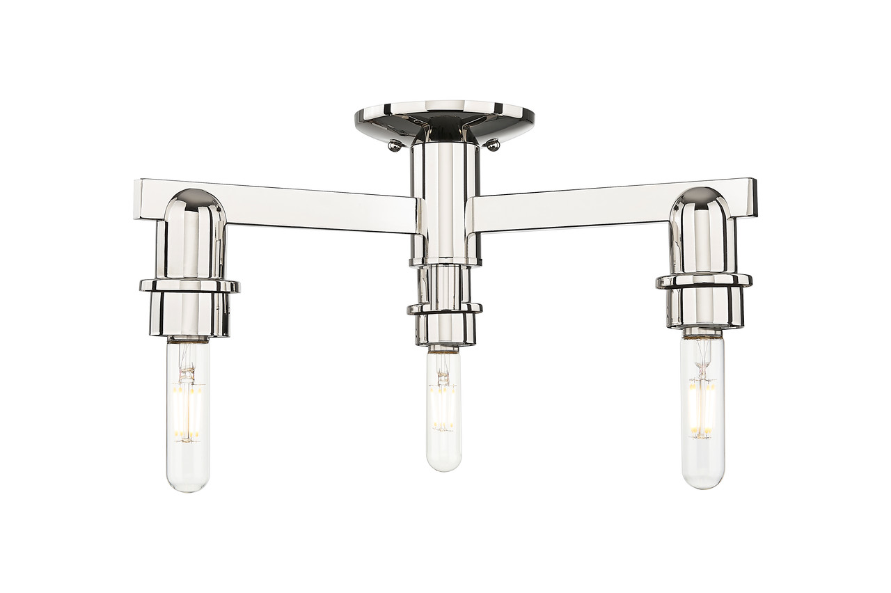INNOVATIONS 716-3F-PN-G559-8GWH Bridal Veil 3-Light Semi-Flush Mount Polished Nickel