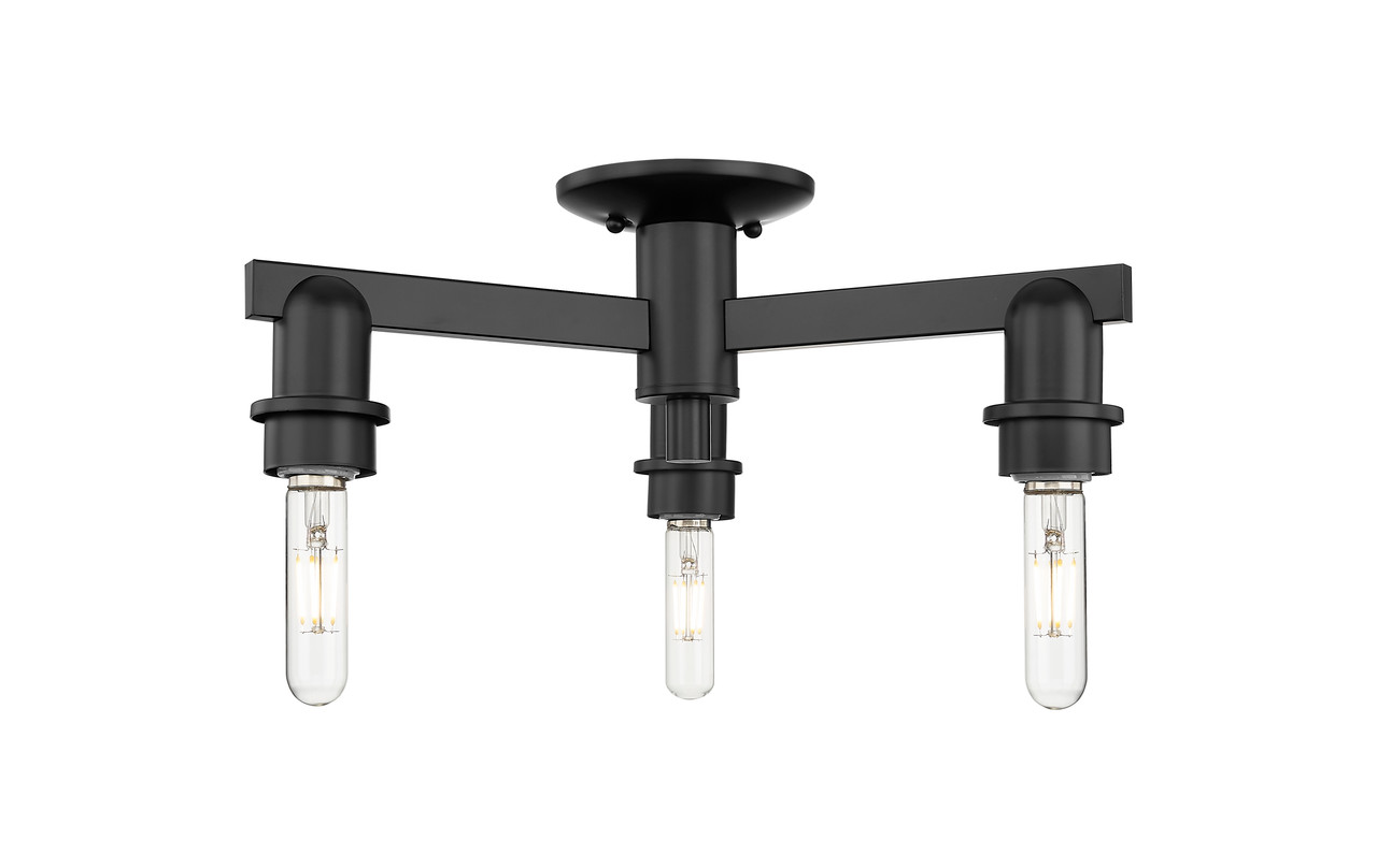 INNOVATIONS 716-3F-BK-G482-7SB Brookhaven Cloche 3-Light Semi-Flush Mount Matte Black