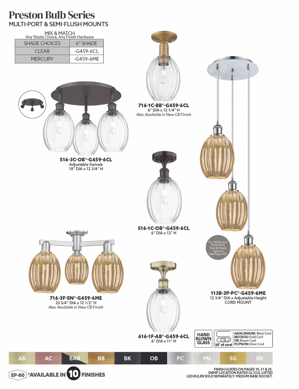 INNOVATIONS 716-3F-PN-G459-6ME Preston 3-Light Semi-Flush Mount Polished Nickel
