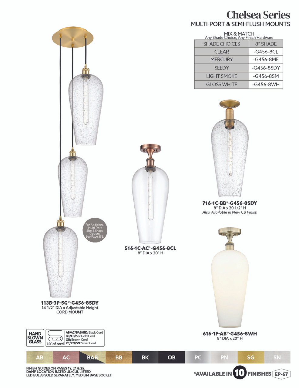 INNOVATIONS 716-1C-AB-G456-8ME Chelsea 1-Light Semi-Flush Mount Antique Brass