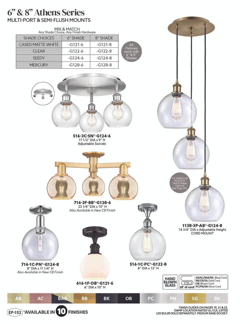 INNOVATIONS 516-1C-BAB-G128-8 Athens 1-Light Semi-Flush Mount Black Antique Brass