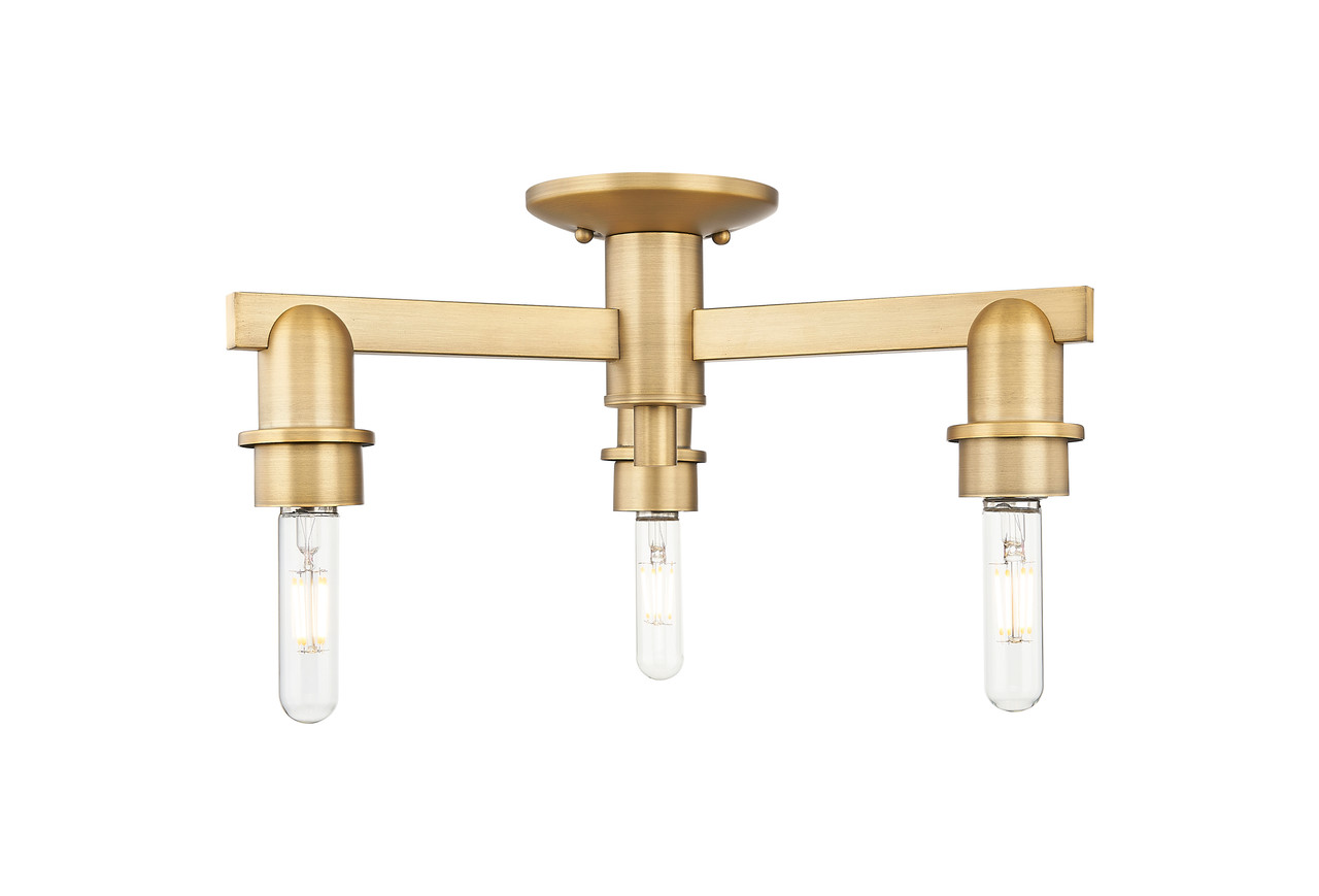 INNOVATIONS 716-3F-BB-G1213-6SM Athens Deco Swirl 3-Light Semi-Flush Mount Brushed Brass