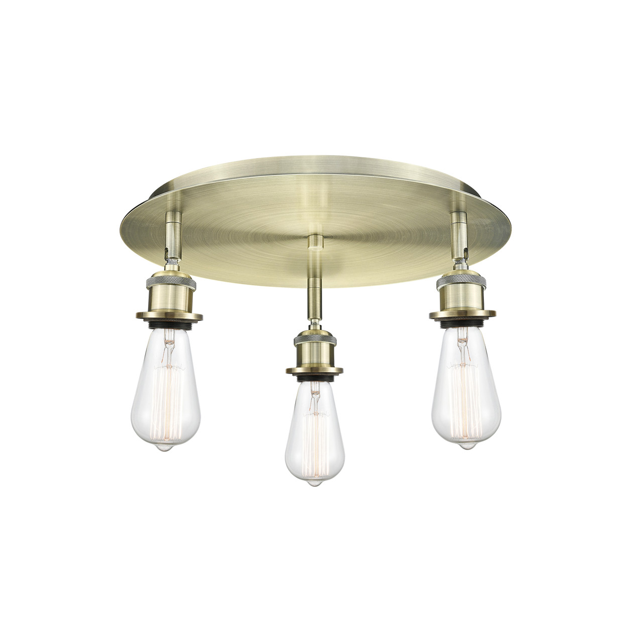 INNOVATIONS 516-3C-AB-G128-8 Athens 3-Light Flush Mount Antique Brass